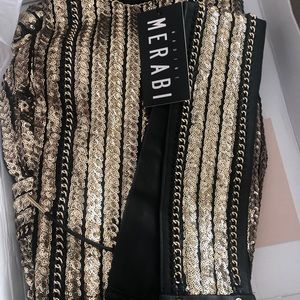 Nadine merabi dress gold with belt